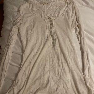White lace long sleeved free people shirt